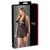 Cottelli Plus Size - babydoll de encaje ligero (negro)