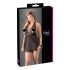 Cottelli Plus Size - babydoll de encaje ligero (negro)