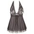 Cottelli Plus Size - babydoll de encaje ligero (negro)