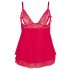 Cottelli Plus Size - babydoll de encaje rojo sexy - 3XL