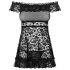 Obsessive Flores - conjunto babydoll con volantes y tanga (negro)