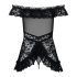 Obsessive Flores - conjunto babydoll con volantes y tanga (negro)