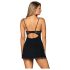 Obsessive Luvae - camisón y tanga floral con strass (negro)