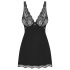 Obsessive Luvae - camisón y tanga floral con strass (negro)