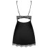 Obsessive Luvae - camisón y tanga floral con strass (negro)