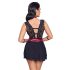 Cottelli Bondage - Babydoll de encaje con cuello (negro)
