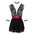 Cottelli Bondage - Babydoll de encaje con cuello (negro)