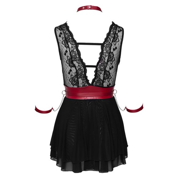 Cottelli Bondage - Babydoll de encaje con cuello (negro)