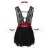 Cottelli Bondage - Babydoll de encaje con cuello (negro)