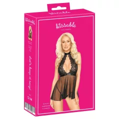 Kissable - Babydoll de encaje con cuello halter - negro
