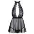 Besable - babydoll cuello halter de encaje (negro) - L/XL