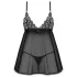 Obsessive - babydoll de encaje - conjunto - negro