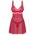 Conjunto Cupide Desir de Obsessive - Camisón transparente de encaje (rojo) - L/XL