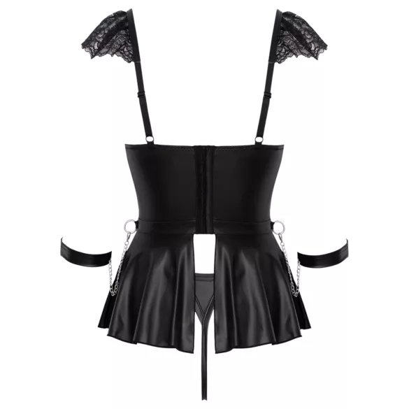 Cottelli Bondage - vestido de encaje corto con esposas (negro) - M