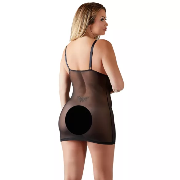 Cottelli Plus Size - camisón transparente de encaje - negro