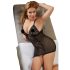 Cottelli Plus Size - camisón de encaje transparente (negro) - 2XL