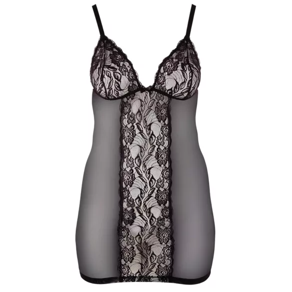 Cottelli Plus Size - camisón transparente de encaje - negro - 4XL