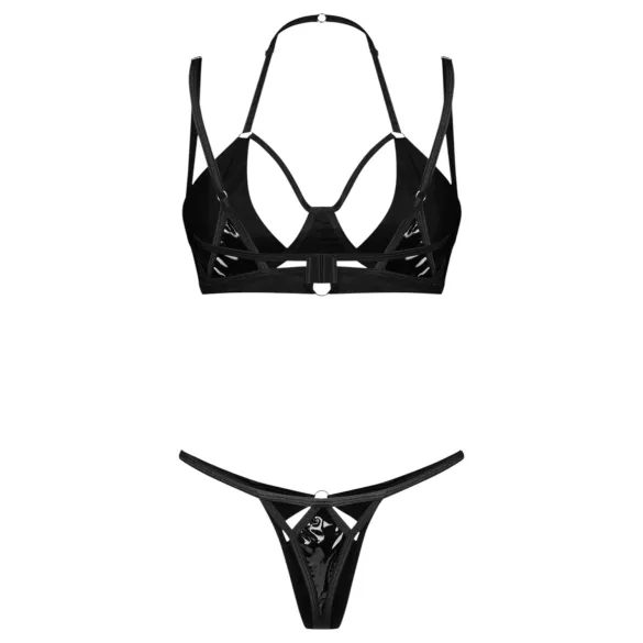 Obsessive Keira Lise - conjunto de sujetador brillante - negro