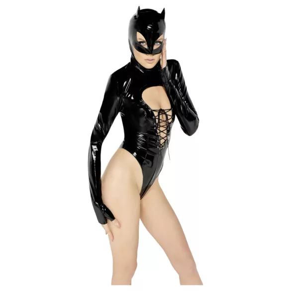 Black Velvets - body manga larga mujer - encaje negro - M