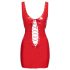 Mini vestido de charol rojo con cordones - 2XL
