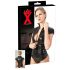 LATEX - Top corto con cremallera para mujer (negro) - M