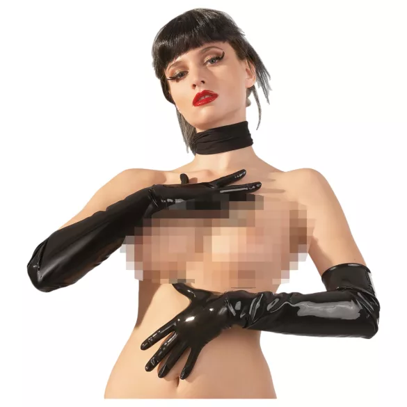 LATEX - guantes largos unisex - látex negro - XL