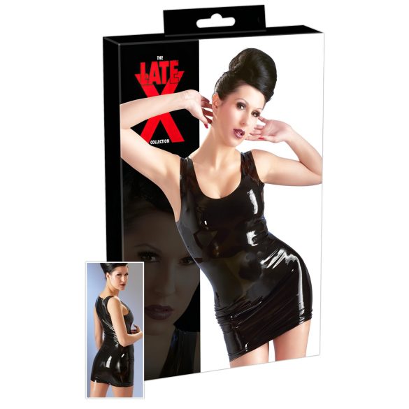 MINIVESTIDO SIN MANGAS DE LÁTEX (NEGRO) - L