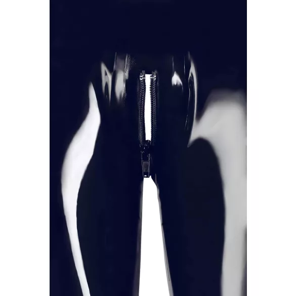 Leggings de látex con cremallera (negro) - L
