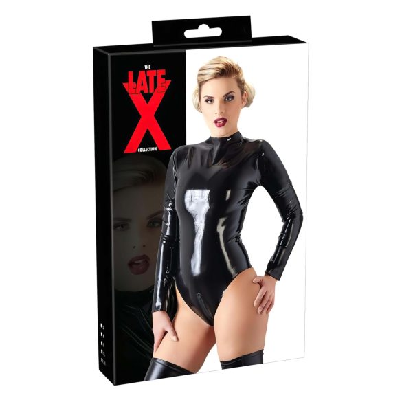 Body para mujer de manga larga de látex (negro)