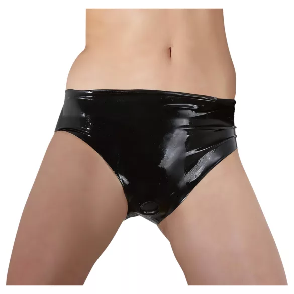 Braga de látex para mujer con consolador interno (negra) - L