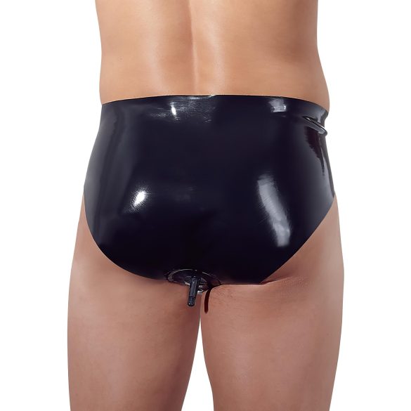 LATEX - calzoncillo masculino con dildo anal cónico interno - negro - M
