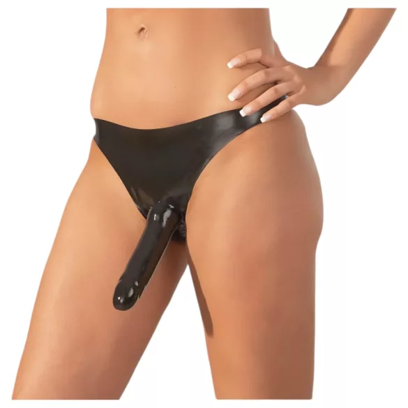 LATEX - braga con dildo externo - negro - talla S-L