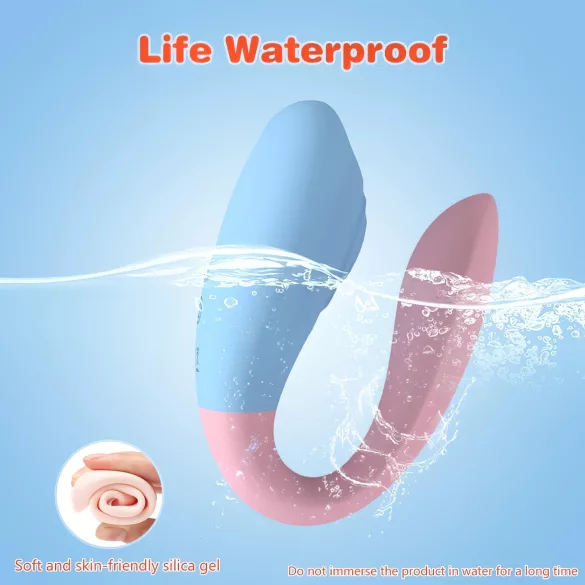 Mrow 03 - vibrador para parejas recargable e impermeable - azul y rosa