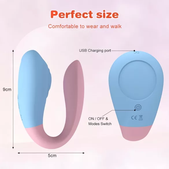 Mrow 03 - vibrador para parejas recargable e impermeable - azul y rosa