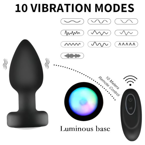 Mrow - vibrador anal con luz y control remoto - silicona negra