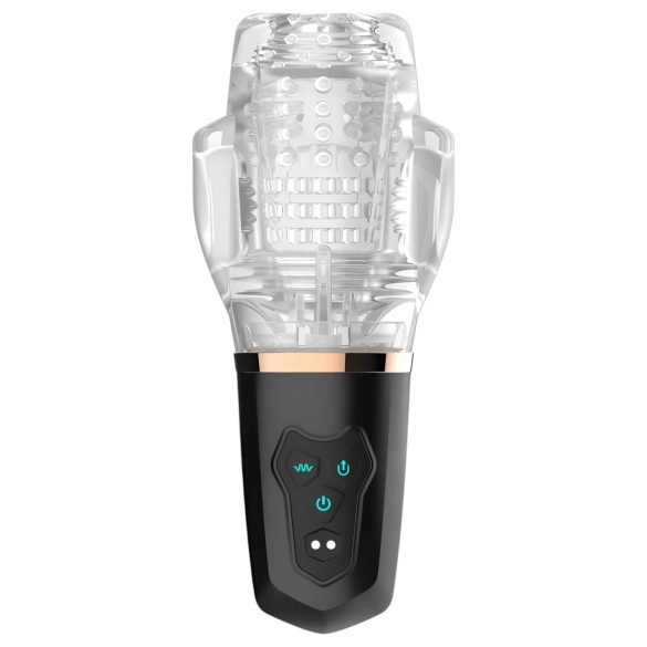 Funny Me Rocket Cup - masturbador de succión y vibración (transparente-negro)