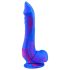Inkipus - Dildo silicona con testículos - 18cm (azul-rosa)