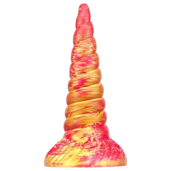 Dildo unicornio metálico silicona - 17cm (rosa-dorado)