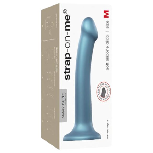 Strap-on-me Metallic Shine M - dildo amigable con la piel (azul metálico)