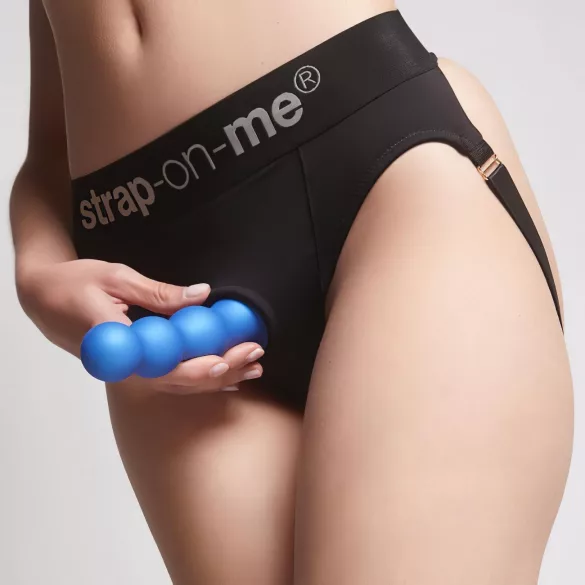 Strap-on-me - dildo con bolas y ventosa - silicona azul - talla S