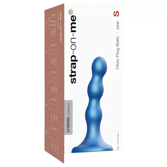 Strap-on-me - dildo con bolas y ventosa - silicona azul - talla S