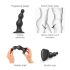 Perlas Strap-on-me M - Dildo con ventosa y cuentas (negro)