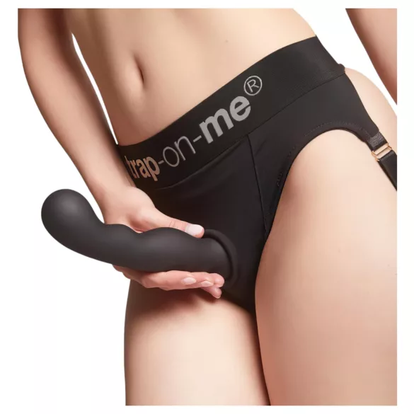 Strap-on-me - Dildo con ventosa curvado - silicona negra - tamaño S