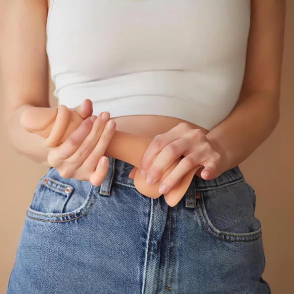 Strap-on-me - consolador doble capa con ventosa - silicona color natural