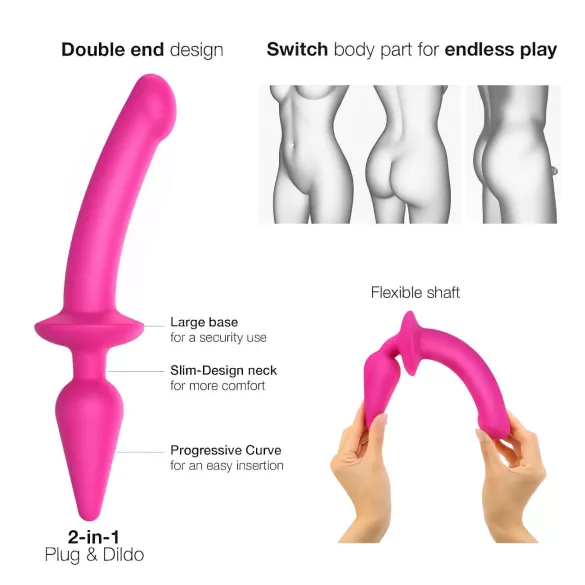Strap-on-me Switch Semi-Realistic L - dildo de silicona 2 en 1 (rosa)