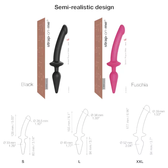 Strap-on-me Switch Semi-Realistic L - dildo de silicona 2 en 1 (rosa)