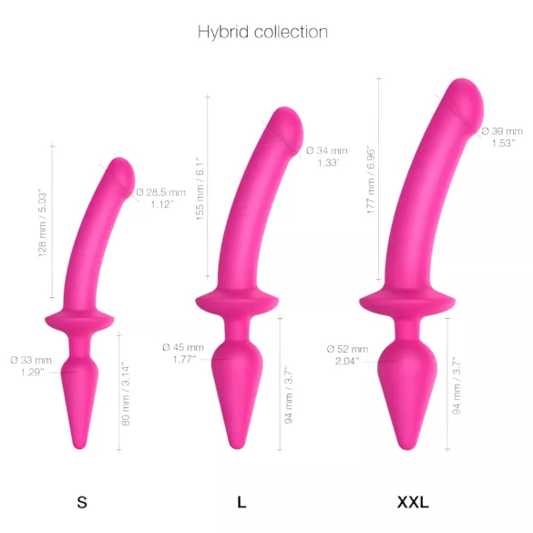 Strap-on-me Switch Semi-Realistic L - dildo de silicona 2 en 1 (rosa)