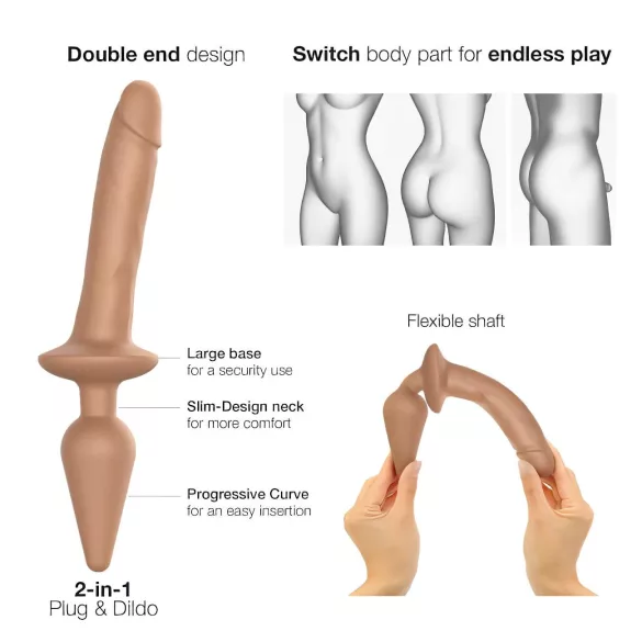 Strap-on-me Switch Realistic L - dildo 2 en 1 de silicona (color natural)