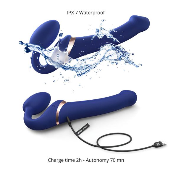 Strap-on-me S - arnés con vibrador de ondas de aire - (azul)