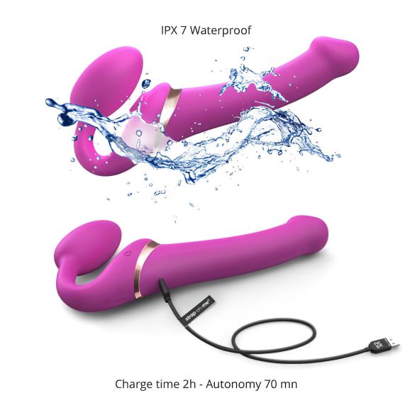 Strap-on-me - vibrador con arnés y ondas de aire - silicona rosa - talla M